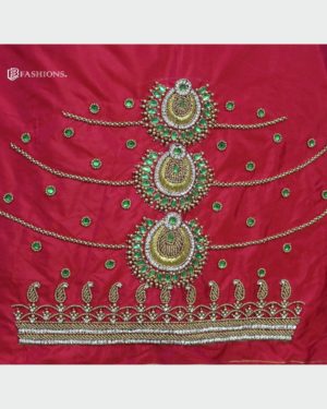 Red Blouse Jhumka Design Elbow Hand Unstitched Blouse