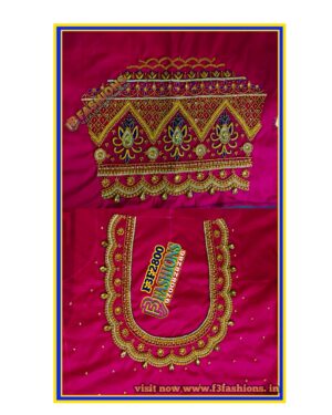 Pink zardosi design Blouse elbow hand Maggam Work Unstitched Blouse
