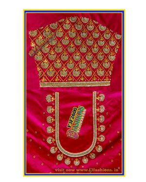 Red pink small jhumka check design maggam work