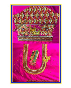 pink colour blouse Elephant design maggam work