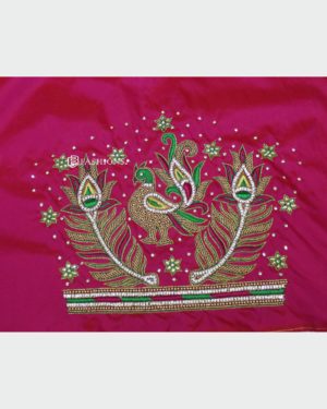 pink Blouse peacock design Maggam Work