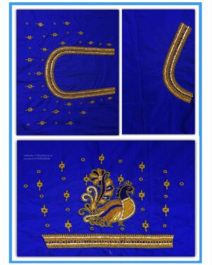 BLUE Colour big Peacock Design Maggam work Blouse