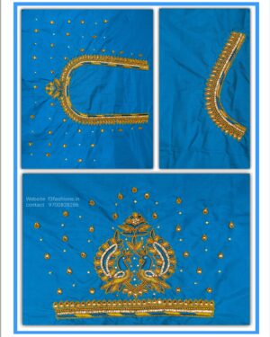 Light Blue Colour Double Peacock Design Maggam Work Blouse
