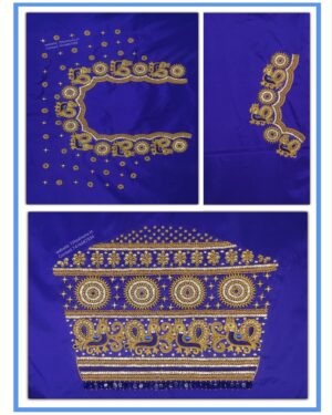 carbon Blue Ring Peacock Cutwork Design Maggam work Blouse 1015