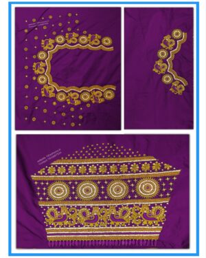 Magenta Purple Ring Peacock Cutwork Design Maggam work Blouse 1015