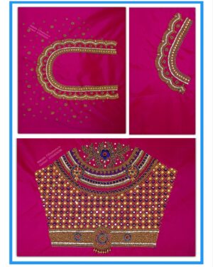 Pink Colour New Check Design Maggam Work Blouse