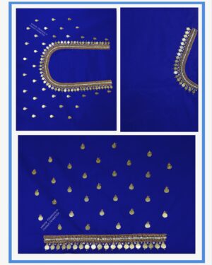 Blue Colour Simple Kasu Design Maggam Work Blouse