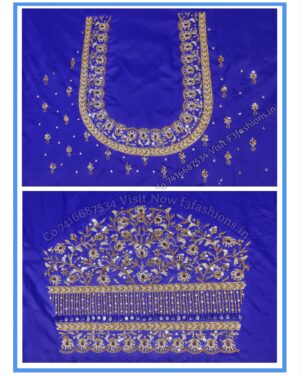 Carbon Blue Cloth Kardana Design maggam work Blouse